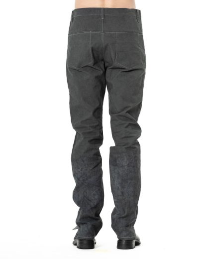 KANG MPD 010 LY COHAX CD Men Back Split Fitted Denim Pants Herren Hose Trousers cotton semi waxed off black hide m 5
