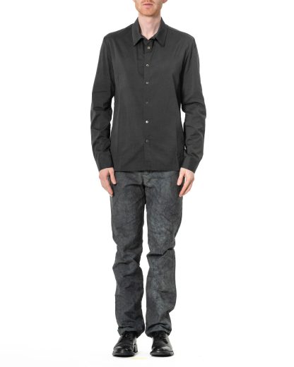 KANG MSHR 005 LY DEPCHEC Men Back Split Relaxed Fit Shirt Herren Hemd cotton silk dark grey hide m 3