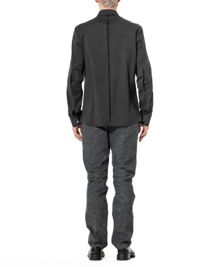 KANG MSHR 005 LY DEPCHEC Men Back Split Relaxed Fit Shirt Herren Hemd cotton silk dark grey hide m 5