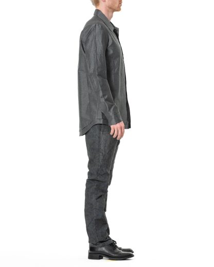 KANG MSHR 012 MO DEPCHEC Men Hand Stitched Hem Border Relaxed Fit Shirt Herren Hemd cotton silk grey hide m 4