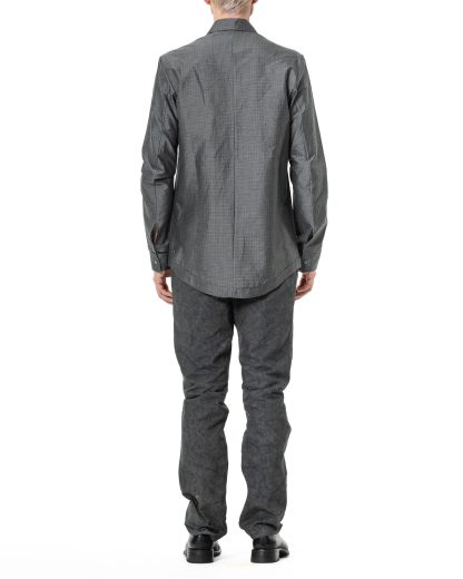 KANG MSHR 012 MO DEPCHEC Men Hand Stitched Hem Border Relaxed Fit Shirt Herren Hemd cotton silk grey hide m 5