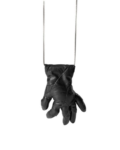 LEON EMANUEL BLANCK DIS M:W Hand 01 Distortion Hand Necklace 925 sterling silver horse leather black hide m 1