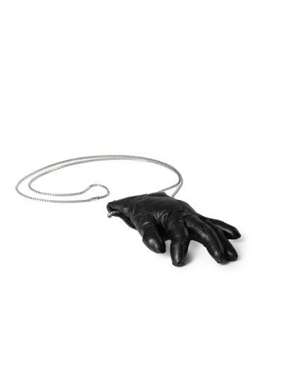 LEON EMANUEL BLANCK DIS M:W Hand 01 Distortion Hand Necklace 925 sterling silver horse leather black hide m 2
