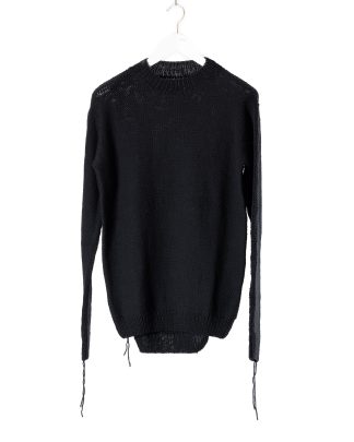 BORIS BIDJAN SABERI BBS KN7 LIGHT V2 men sweater herren pulli hand knitted merino wool black hide m 1