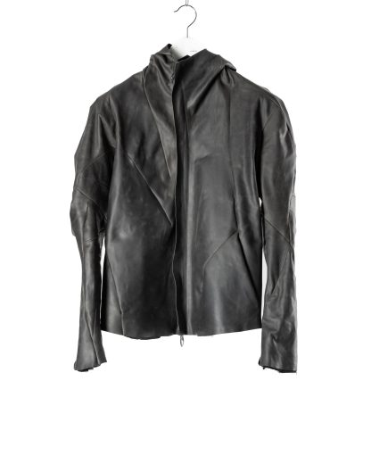 LEON EMANUEL BLANCK DIS M AJHO 01 Men Distortion Hooded Aviator Jacket calf leather dark grey hide m 1