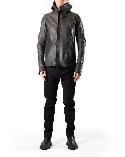 LEON EMANUEL BLANCK DIS M AJHO 01 Men Distortion Hooded Aviator Jacket calf leather dark grey hide m 5