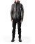 LEON EMANUEL BLANCK DIS M AJHO 01 Men Distortion Hooded Aviator Jacket calf leather dark grey hide m 5