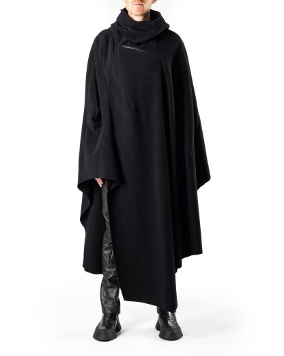 LEON EMANUEL BLANCK DIS M PONCHO 01 Men Distortion Poncho virgin wool cashmere black hide m 3