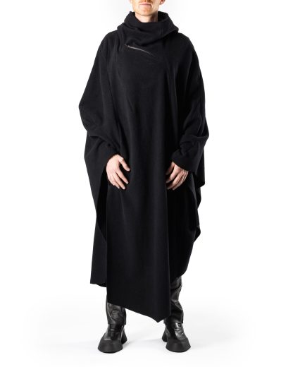 LEON EMANUEL BLANCK DIS M PONCHO 01 Men Distortion Poncho virgin wool cashmere black hide m 4