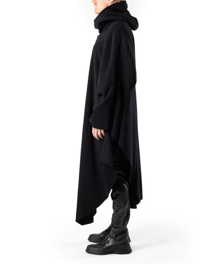LEON EMANUEL BLANCK DIS M PONCHO 01 Men Distortion Poncho virgin wool cashmere black hide m 5