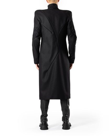 LEON EMANUEL BLANCK DIS M PSC 01 Men Distortion Power Shoulder Coat merino wool black hide m 10