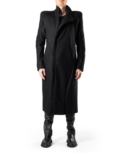 LEON EMANUEL BLANCK DIS M PSC 01 Men Distortion Power Shoulder Coat merino wool black hide m 4