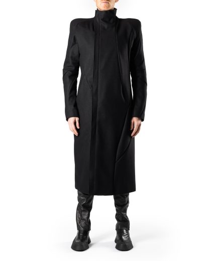 LEON EMANUEL BLANCK DIS M PSC 01 Men Distortion Power Shoulder Coat merino wool black hide m 5