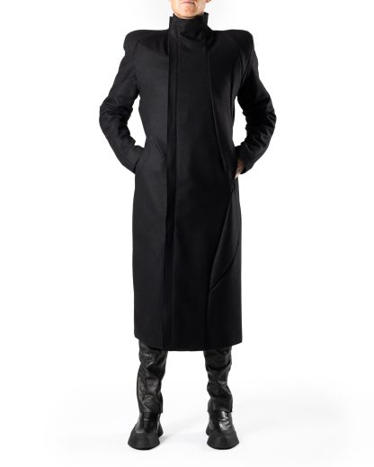 LEON EMANUEL BLANCK DIS M PSC 01 Men Distortion Power Shoulder Coat merino wool black hide m 7