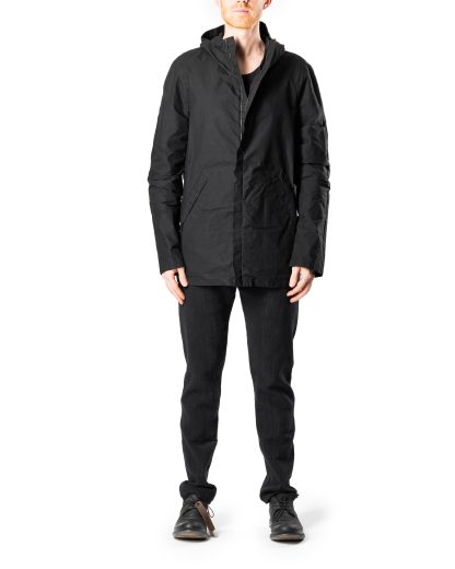 LABEL UNDER CONSTRUCTION 44FJC225 P140 BK Hidden In Side Band Windbreaker Men Jacket Herren Jacke waxed cotton black hide m 4