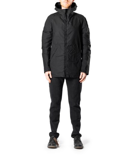 LABEL UNDER CONSTRUCTION 44FJC225 P140 BK Hidden In Side Band Windbreaker Men Jacket Herren Jacke waxed cotton black hide m 5