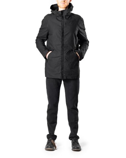 LABEL UNDER CONSTRUCTION 44FJC225 P140 BK Hidden In Side Band Windbreaker Men Jacket Herren Jacke waxed cotton black hide m 6