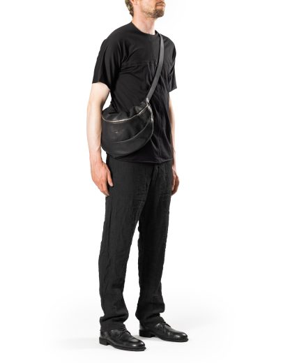 MA+ MACROSS Maurizio Amadei BY302 SY 1.0 Large Slice Belt Bag cow vachetta leather black hide m 5