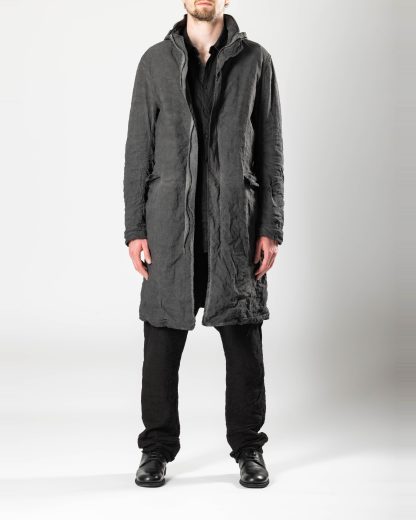 POEME BOHEMIEN PA 10 T 120 85 Men Unlined Military Parka Herren Jacke Coat Jacket cotton linen mtf ea dark grey hide m 3