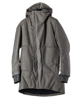 Taichi Murakami Men Coat Mountain Parka Semi Long Origami Sleeve Primaloft 3 layer nylon waterproof dusty grey hide m 1