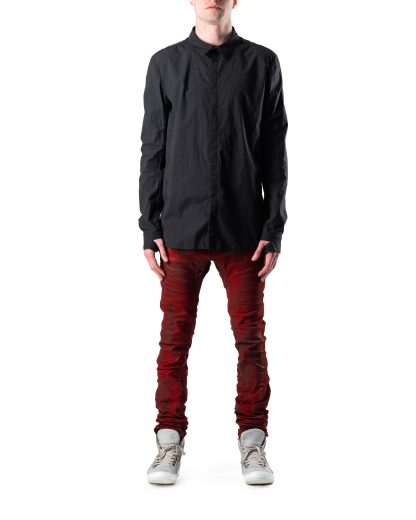 BORIS BIDJAN SABERI SHIRT7 F1501M men shirt herren hemd cotton linen ea black hide m 3