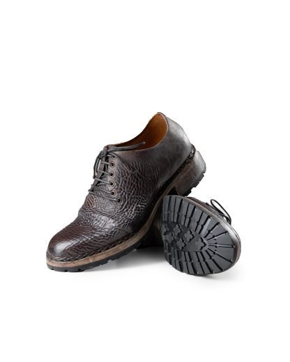 EMATYTE F W03H NW Men One Piece Shoe Herren Schuh Derby washed horse culatta leather crust brown grey hide m 8