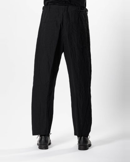 FORME D’EXPRESSION HP030 B24B Men Baggy Casual Pants Herren Hose Trousers linen cotton black hide m 5