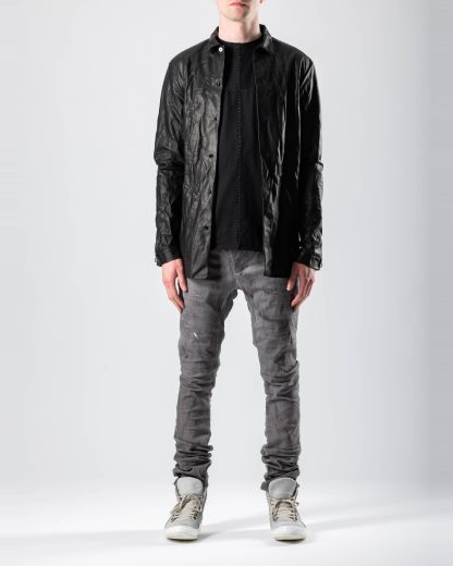 M.A+ Maurizio Amadei H222 SY 0.5 Men Med Fit Shirt Herren Hemd soft cow leather black hide m 3