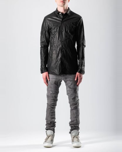 M.A+ Maurizio Amadei H222 SY 0.5 Men Med Fit Shirt Herren Hemd soft cow leather black hide m 5