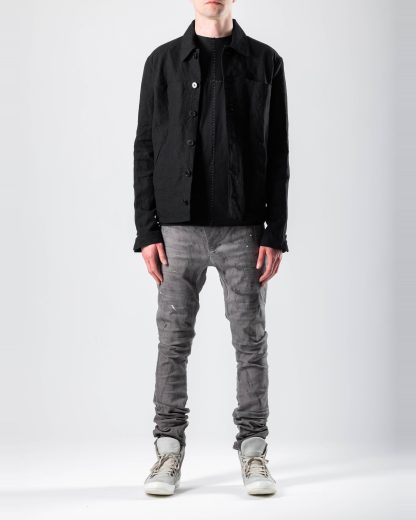 MA+ Maurizio Amadei J250 LCMR Men Trucker Jacket Herren Jacke linen cotton black hide m 3