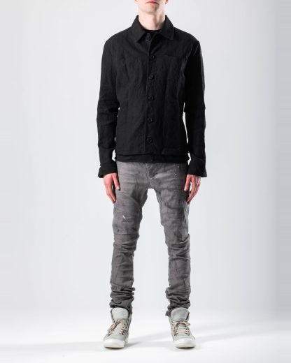 MA+ Maurizio Amadei J250 LCMR Men Trucker Jacket Herren Jacke linen cotton black hide m 4