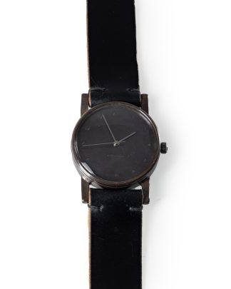 Taichi Murakami Typ 004 Watch 12H Selfwinding Uhr silver clock hands black strap 925 sterling silver blackened hide m 1