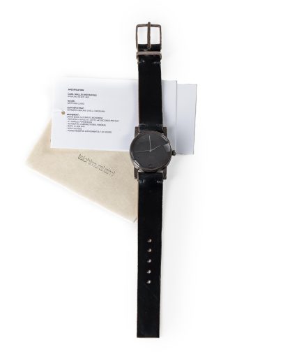 Taichi Murakami Typ 004 Watch 12H Selfwinding Uhr silver clock hands black strap 925 sterling silver blackened hide m 3