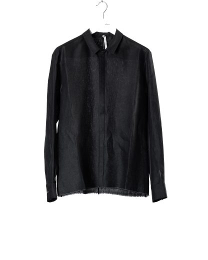 LABEL UNDER CONSTURCTION 45FSH271 14X BK Men Hidden Buttonholes Shirt Herren Hemd linen black hide m 1