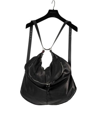 MA+ MACROSS MAURIZIO AMADEI BO500 SY 1.0 Double Zip Round Bag:Backpack Tasche Rucksack soft cow leather black hide m 1