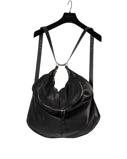 MA+ MACROSS MAURIZIO AMADEI BO500 SY 1.0 Double Zip Round Bag:Backpack Tasche Rucksack soft cow leather black hide m 1