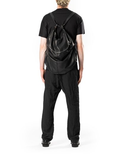 MA+ MACROSS MAURIZIO AMADEI BO500 SY 1.0 Double Zip Round Bag:Backpack Tasche Rucksack soft cow leather black hide m 6