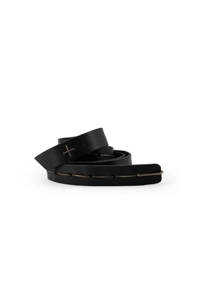 MA+ MACROSS Maurizio Amadei EJ3C Silver Staple Hook Buckle Medium Belt Gürtel cow leather black hide m 1