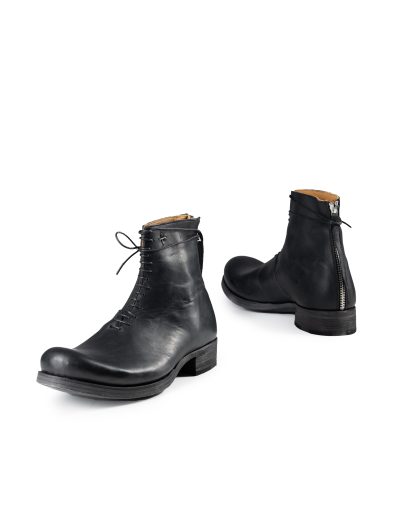 MA+ MACROSS Maurizio Amadei S1B2Z VA1.5 Men Short Back Zipper Boot With Laces Herren Schuh Shoe Stiefel cow leather vachetta black hide m 1