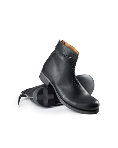 MA+ MACROSS Maurizio Amadei S1B2Z VA1.5 Men Short Back Zipper Boot With Laces Herren Schuh Shoe Stiefel cow leather vachetta black hide m 11