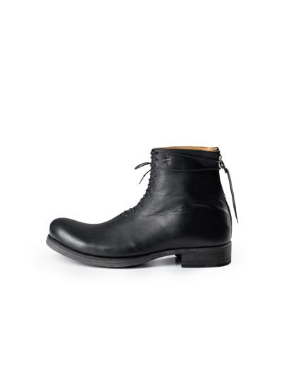 MA+ MACROSS Maurizio Amadei S1B2Z VA1.5 Men Short Back Zipper Boot With Laces Herren Schuh Shoe Stiefel cow leather vachetta black hide m 3