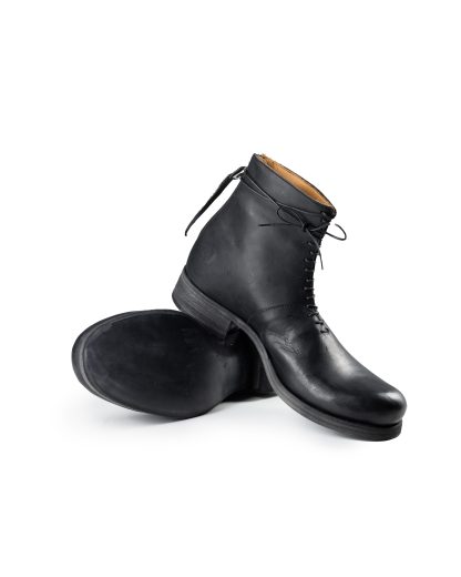 MA+ MACROSS Maurizio Amadei S1B2Z VA1.5 Men Short Back Zipper Boot With Laces Herren Schuh Shoe Stiefel cow leather vachetta black hide m 9