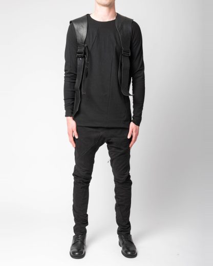 LEON EMANUEL BLANCK DIS M:W EGGBAG 01 Distortion Egg Backpack Rucksack horse leather black hide m 4
