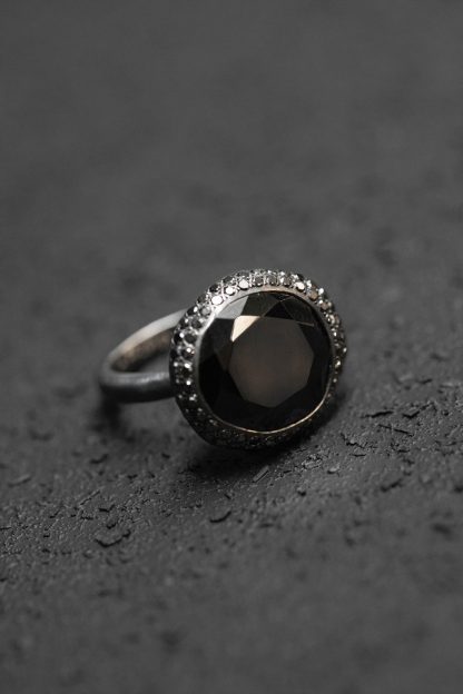ROSA MARIA BASKAR R ST DIA BLK 2R BLK SPL Ring Jewellery Jewelry Schmuck 925 Sterling Silver Black Diamonds Black Spinal hide m 1