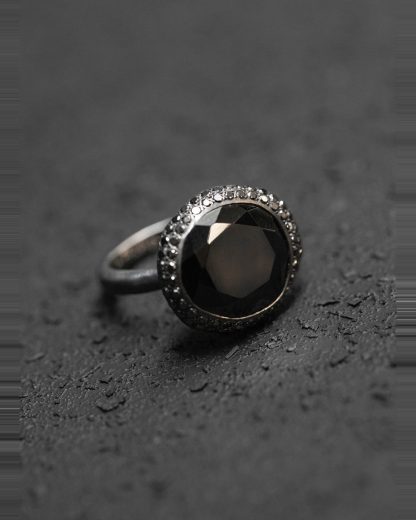 ROSA MARIA BASKAR R ST DIA BLK 2R BLK SPL Ring Jewellery Jewelry Schmuck 925 Sterling Silver Black Diamonds Black Spinal hide m 1