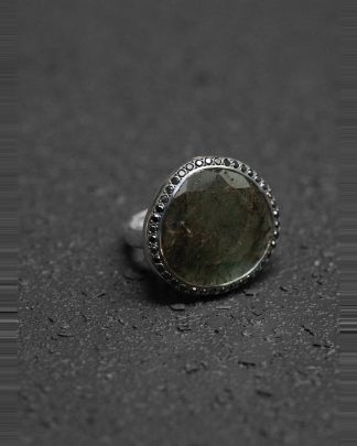 ROSA MARIA FIDJI V S ST DIA BLK 1R GRN RQTZ Ring Jewellery Jewelry Schmuck 925 Sterling Silver Black Diamonds Green Rutilated Quartz hide m 1