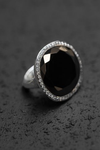 ROSA MARIA ROBERTA V S ST C1 1:2 DIA IG BLK SPL Ring Jewellery Jewelry Schmuck 925 Sterling Silver Ice Grey Diamonds Black Spinal hide m 1