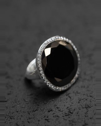 ROSA MARIA ROBERTA V S ST C1 1:2 DIA IG BLK SPL Ring Jewellery Jewelry Schmuck 925 Sterling Silver Ice Grey Diamonds Black Spinal hide m 1