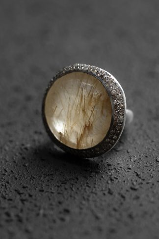 ROSA MARIA ROBERTA V S ST DIA CO 2R GLD RQTZ Ring Jewellery Jewelry Schmuck 925 Sterling Silver Ice Grey Diamonds Golden Rutilated Quartz hide m 1