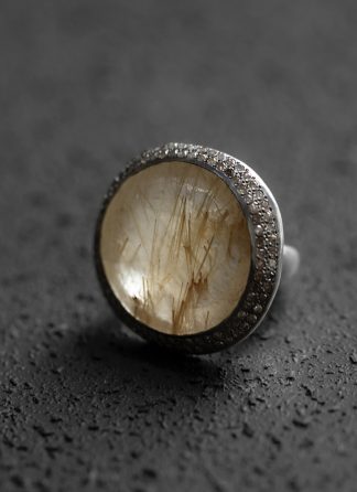 ROSA MARIA ROBERTA V S ST DIA CO 2R GLD RQTZ Ring Jewellery Jewelry Schmuck 925 Sterling Silver Ice Grey Diamonds Golden Rutilated Quartz hide m 1